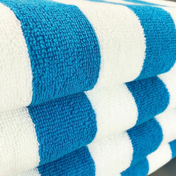 Ultra-Soft Quick-Dry 100%  Cotton Striped  Pool Cabana Beach Hotel Towel Set - Picture 2 of 7